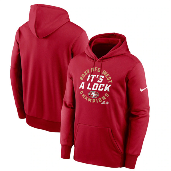 Men's San Francisco 49ers Red 2023 NFC West Division Champions Locker Room Trophy Collection Pullover Hoodie